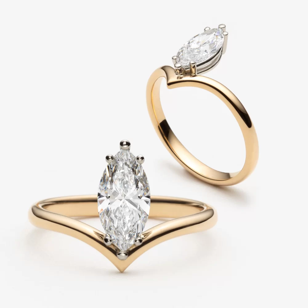 Solitaire chevron marquise
