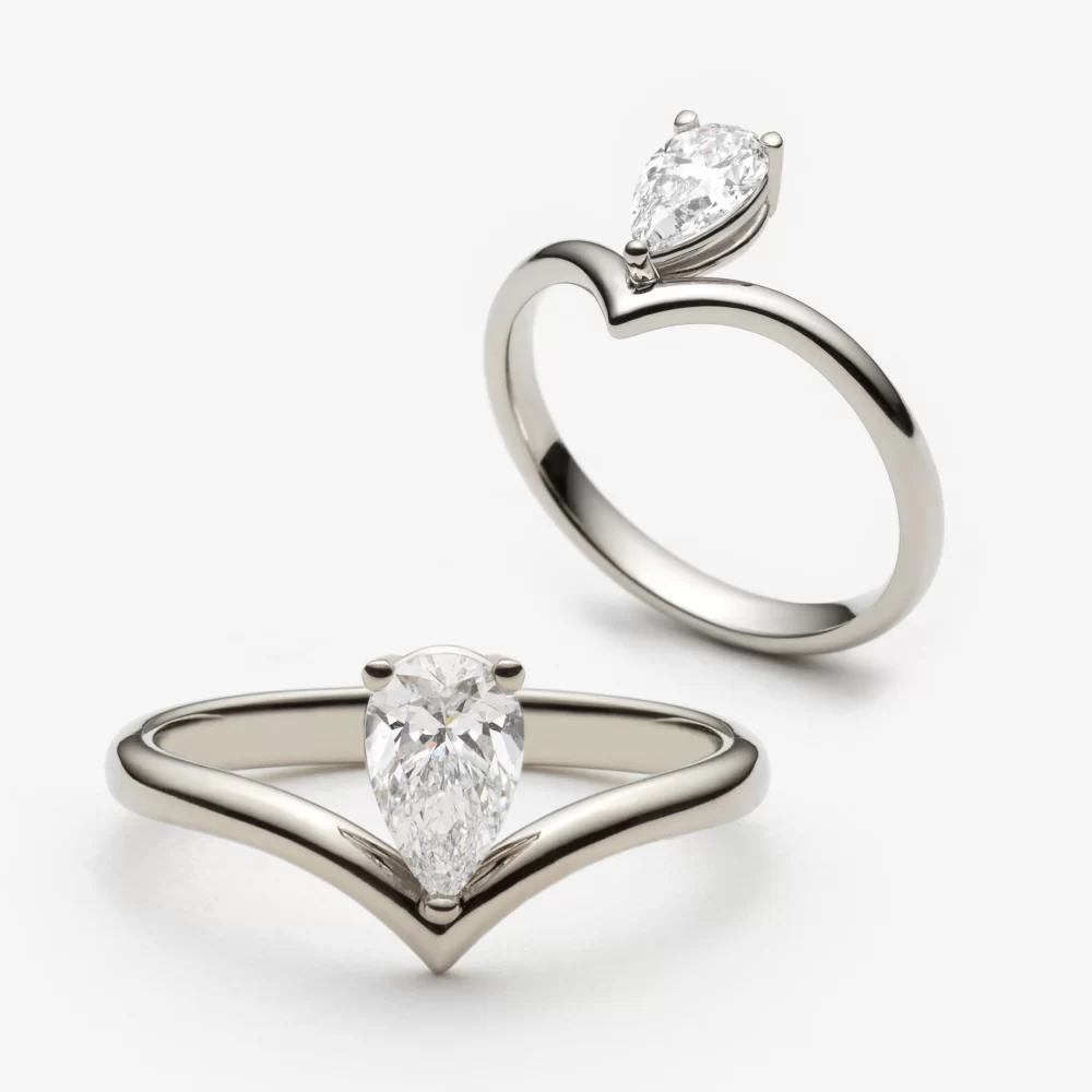Solitaire chevron poire