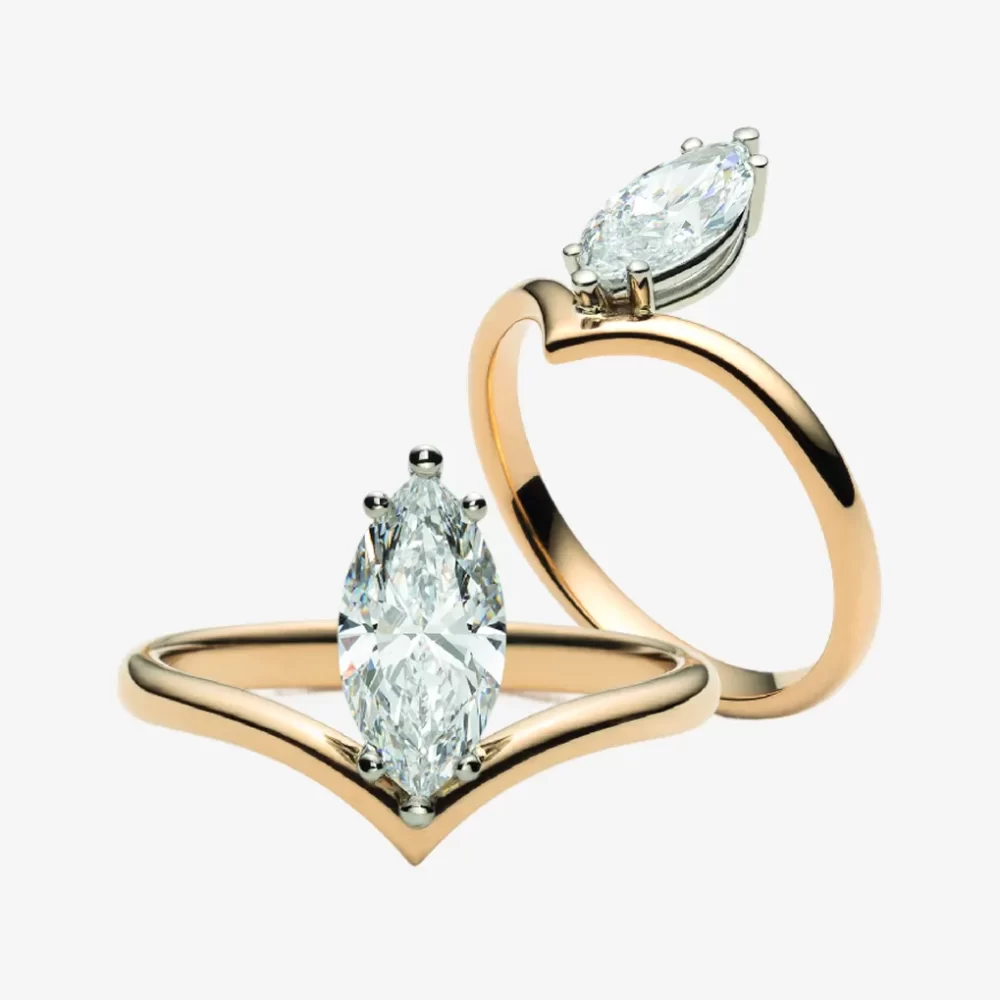 Solitaire chevron marquise