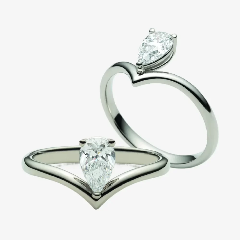 Solitaire chevron poire