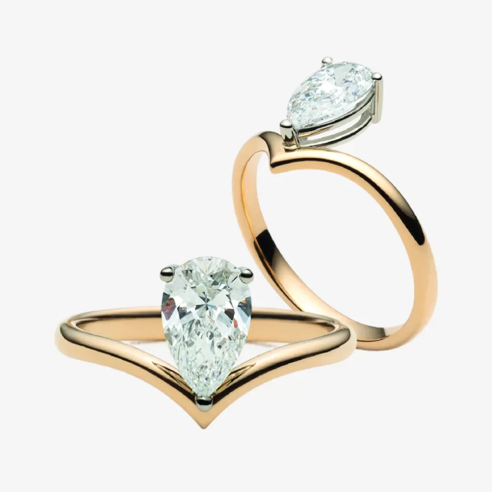 Solitaire chevron poire