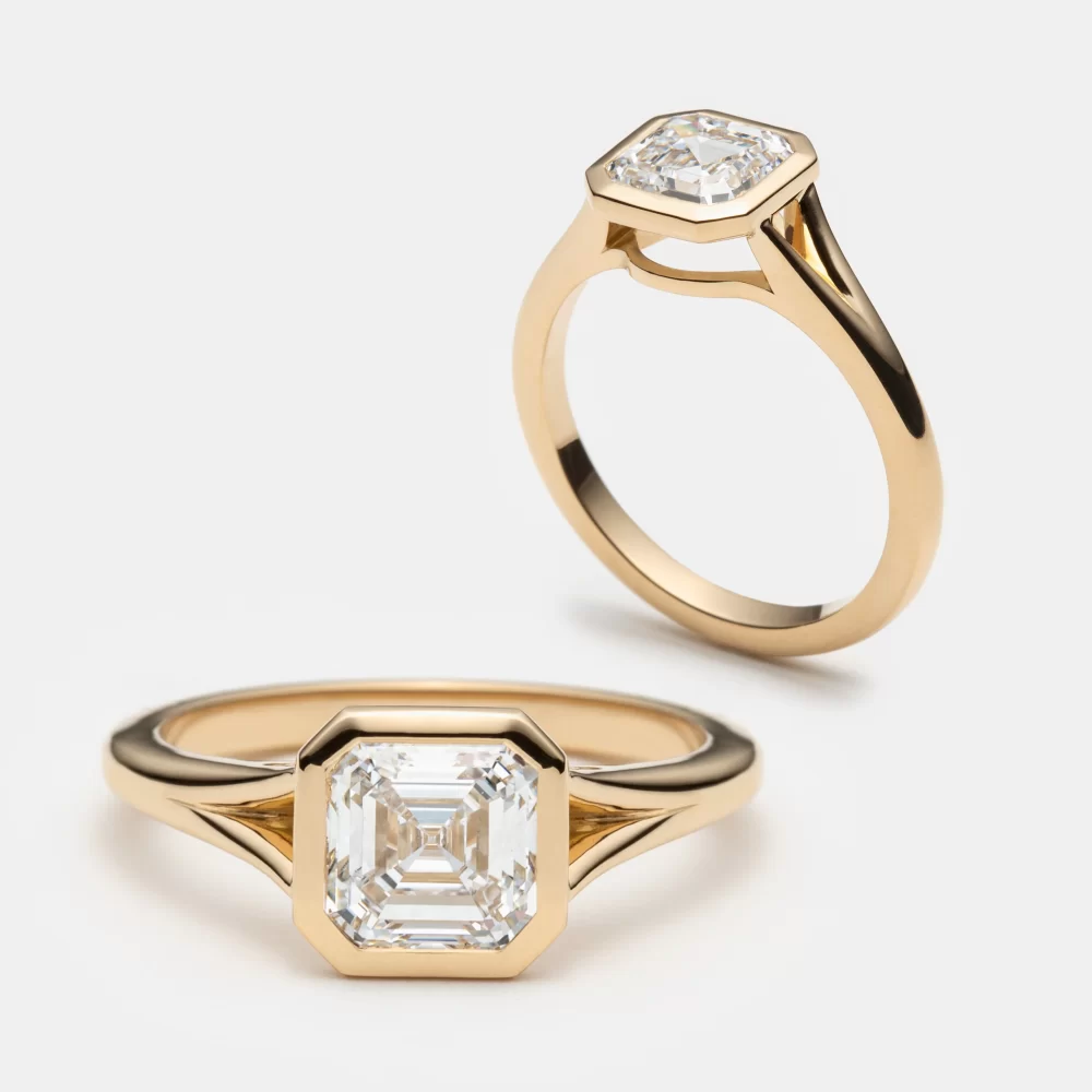 Solitaire serti clos asscher