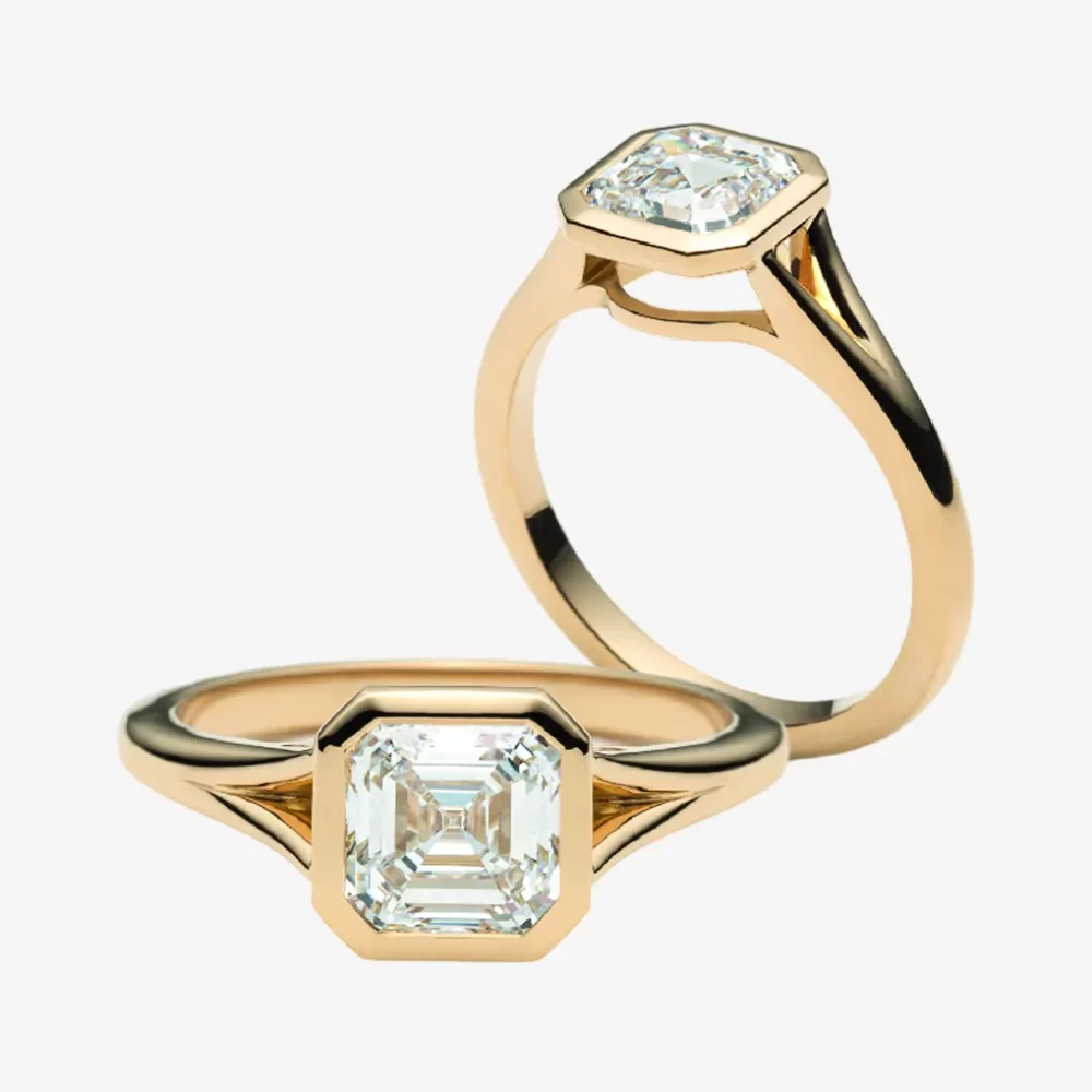 Solitaire serti clos asscher